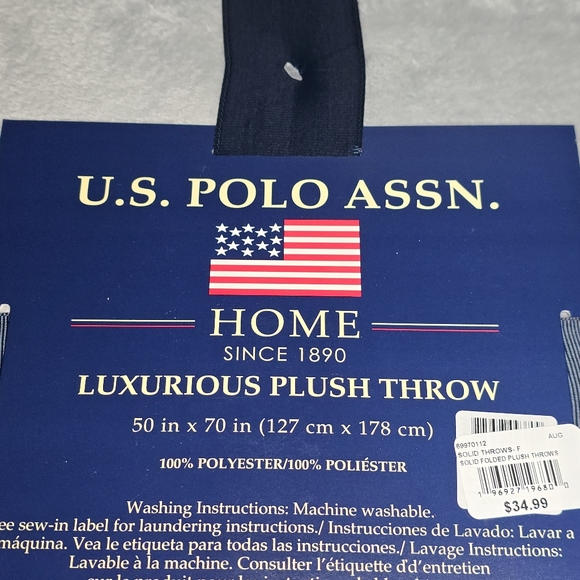 U.S. Polo Assn. Oversized Lightweight Throw Blanket for Bed/Sofa -Grey- - Picture 6 of 10